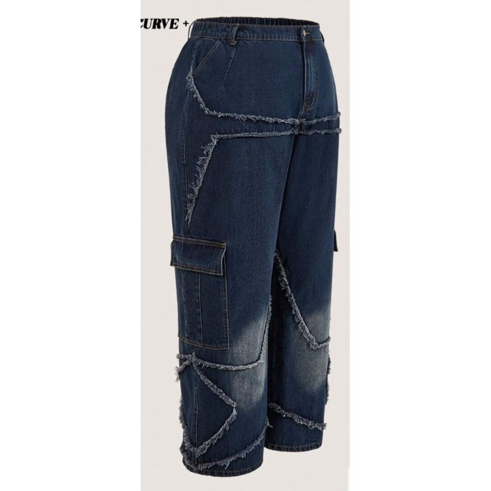 2 Pairs Shein Curve Women's Plus Size Blue Jeans - Stars, Hearts - Sz 6X (26) - Picture 3 of 4